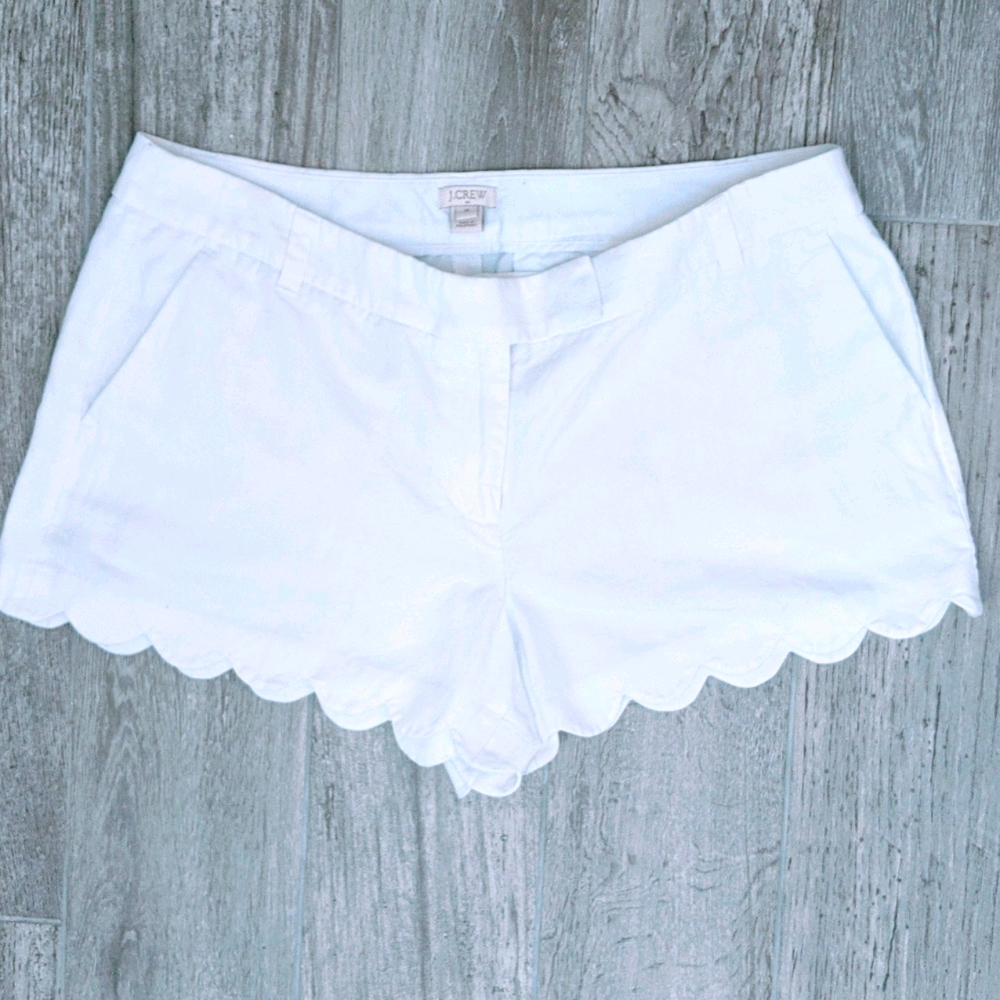 J Crew White Scalloped Shorts Size 14